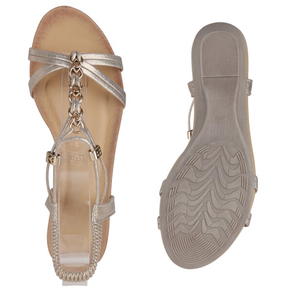 Stiefelparadies Damen Keilsandaletten in Gold Fabrik Onlineshop