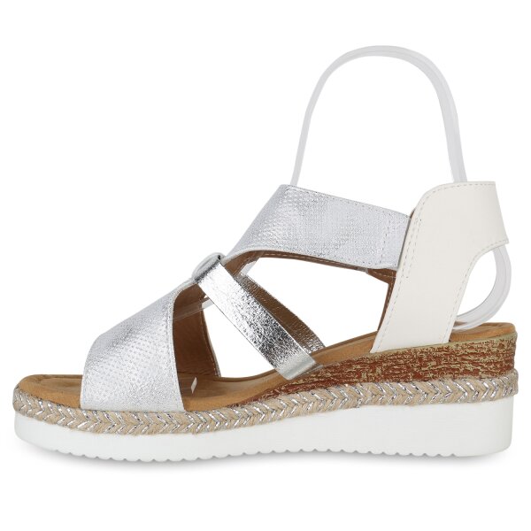 Stiefelparadies Damen Keilsandaletten in Weiss Flash Sale