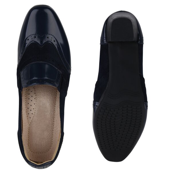 Stiefelparadies Damen Klassische Pumps in Dunkelblau Lack Preisnachlass