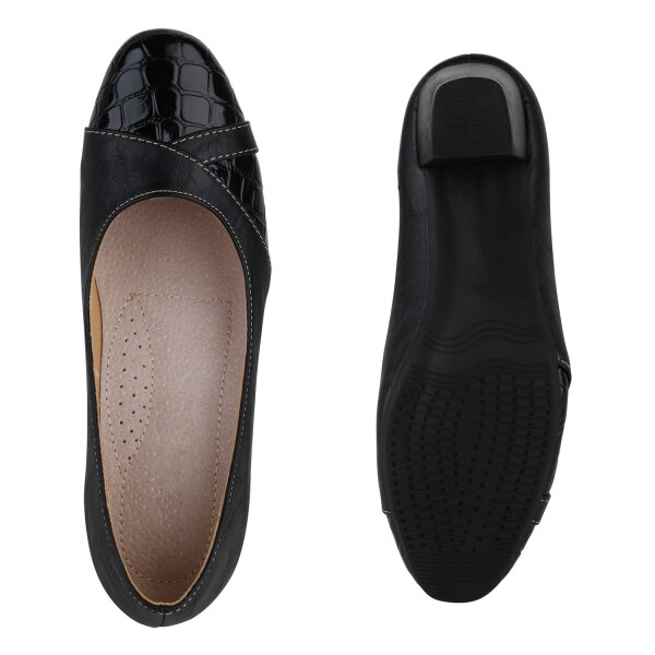 Stiefelparadies Damen Klassische Pumps in Schwarz Kroko Lack Saisonschlussverkauf