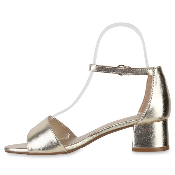 Stiefelparadies Damen Klassische Sandaletten in Gold Cyber Monday