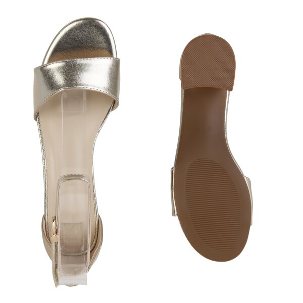 Stiefelparadies Damen Klassische Sandaletten in Gold Cyber Monday