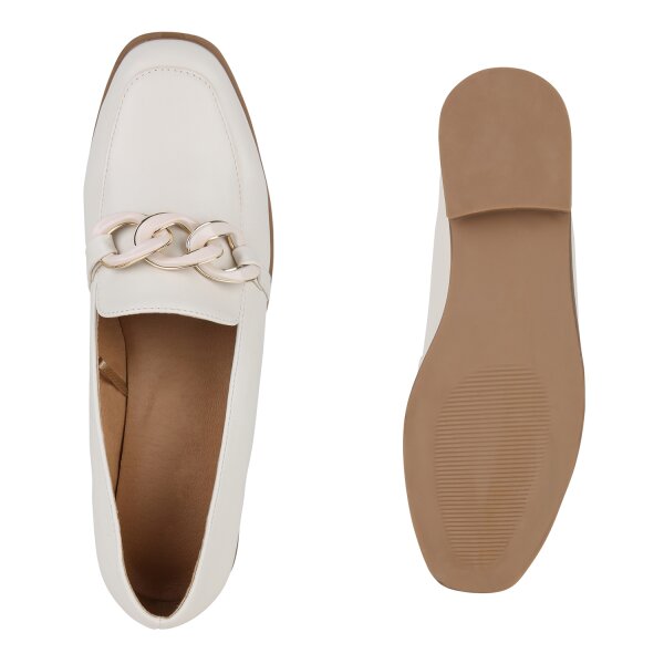 Stiefelparadies Damen Loafers in Creme Lagerräumung