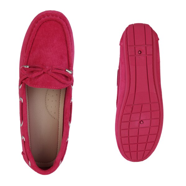 Stiefelparadies Damen Mokassins in Fuchsia Heißer Verkauf