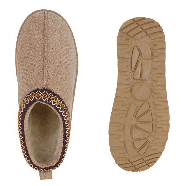 Stiefelparadies Damen Pantoffeln in Beige Online Outlet