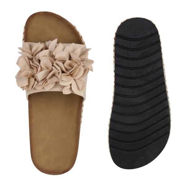 Stiefelparadies Damen Pantoletten in Beige Neuheiten