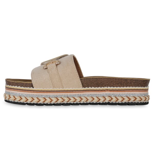 Stiefelparadies Damen Pantoletten in Beige Räumungsverkauf