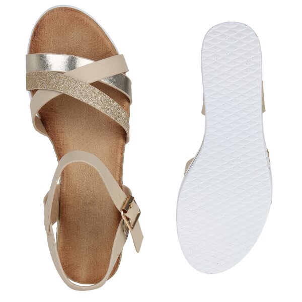 Stiefelparadies Damen Plateau Sandaletten in Beige Bis zu 55% Rabatt
