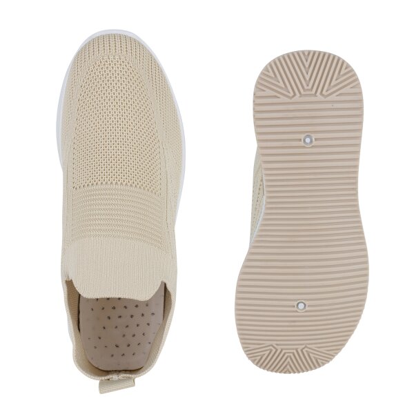 Stiefelparadies Damen Plateau Sneaker in Beige Clearance-Verkauf