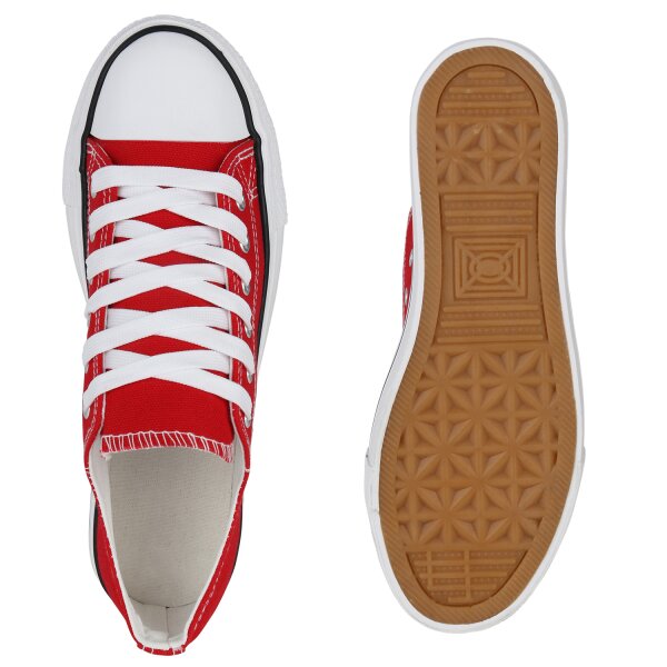 Stiefelparadies Damen Plateau Sneaker in Rot Im Verkauf