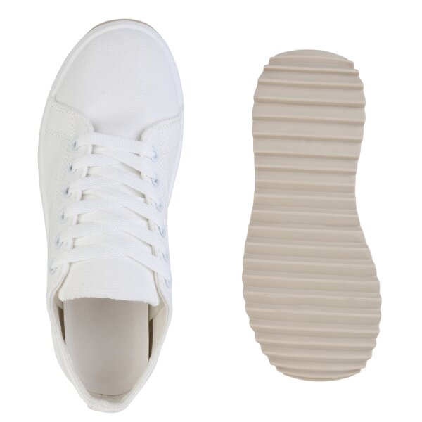 Stiefelparadies Damen Plateau Sneaker in Weiss Outlet