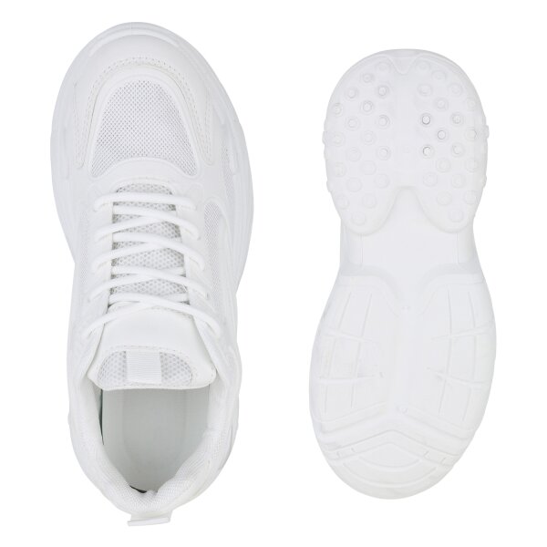 Stiefelparadies Damen Plateau Sneaker in Weiss Auslauf