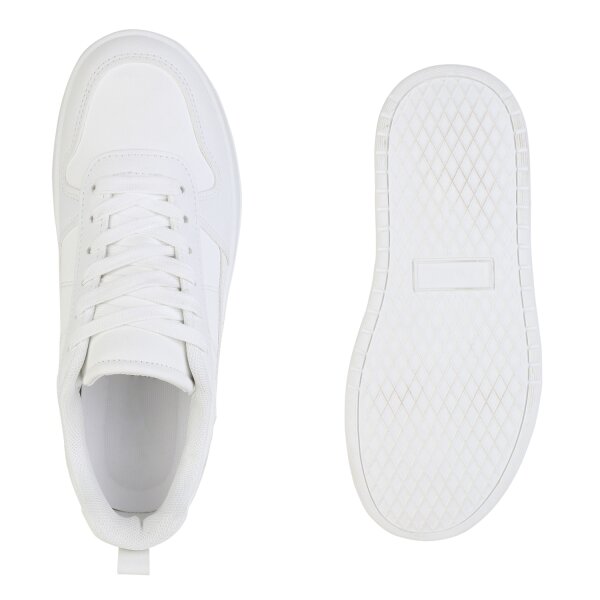 Stiefelparadies Damen Plateau Sneaker in Weiss Verkauf