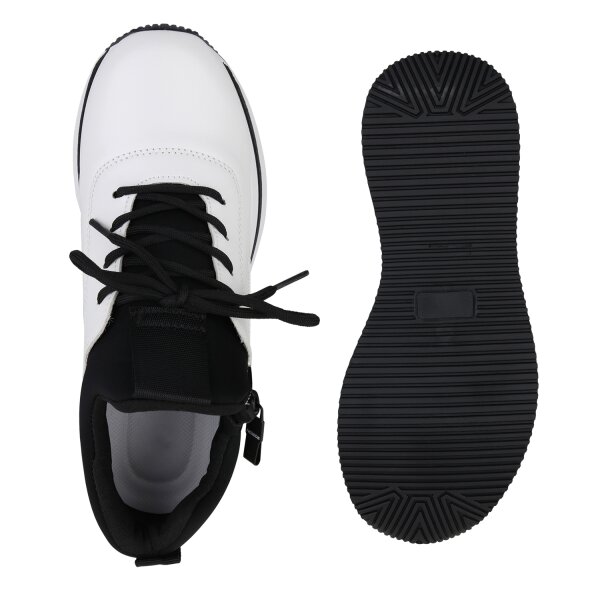 Stiefelparadies Damen Plateau Sneaker in Weiss Angebote