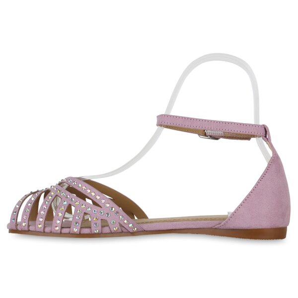 Stiefelparadies Damen Riemchensandalen in Helllila Günstiger Verkauf