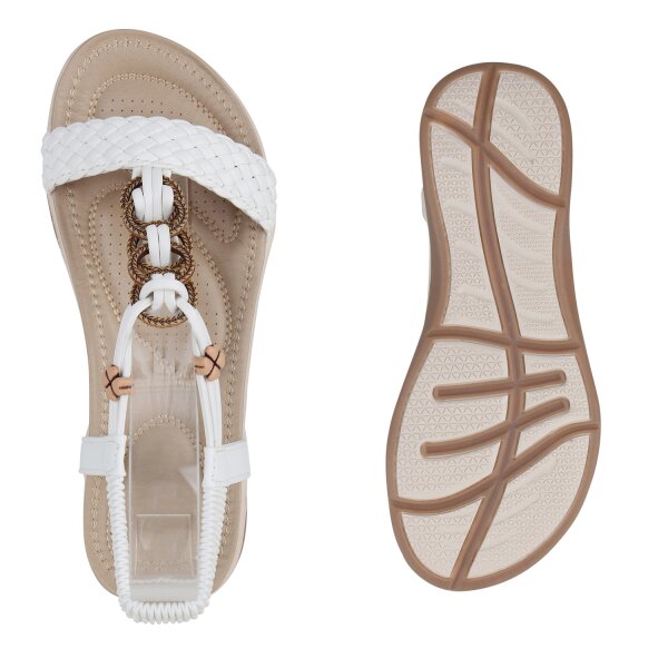Stiefelparadies Damen Riemchensandalen in Weiss Fabrikpreis