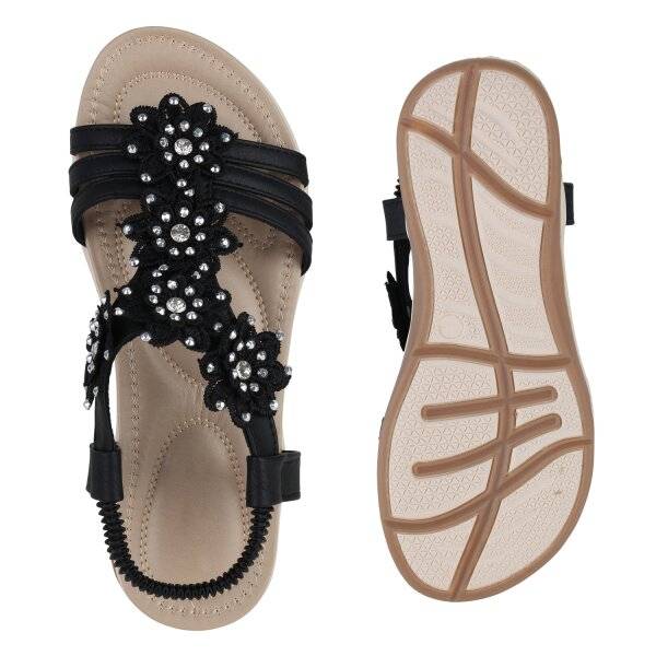 Stiefelparadies Damen Riemchensandalen in Weiss Rabatt