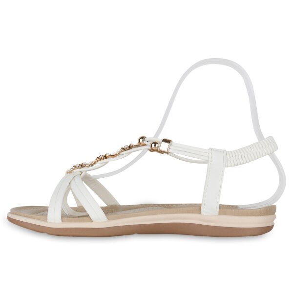 Stiefelparadies Damen Riemchensandalen in Weiss Günstig kaufen
