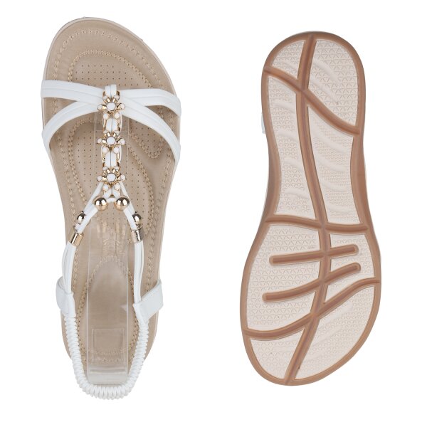 Stiefelparadies Damen Riemchensandalen in Weiss Günstig kaufen