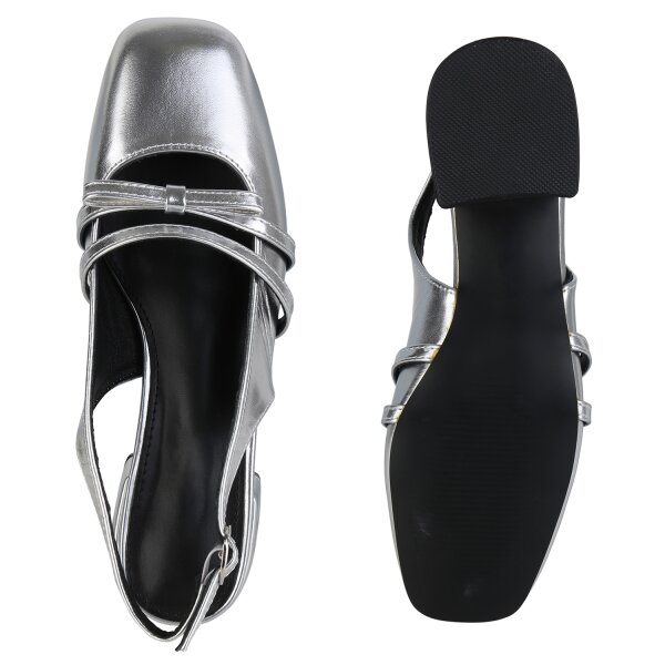 Stiefelparadies Damen Slingpumps in Silber Preisnachlass