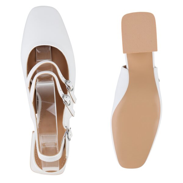 Stiefelparadies Damen Slingpumps in Weiss Saisonschlussverkauf