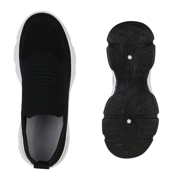 Stiefelparadies Damen Slip Ons in Schwarz Cyber Monday