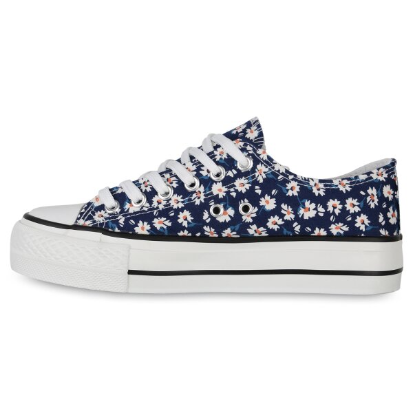 Stiefelparadies Damen Sneaker Low in Dunkelblau Lagerräumung