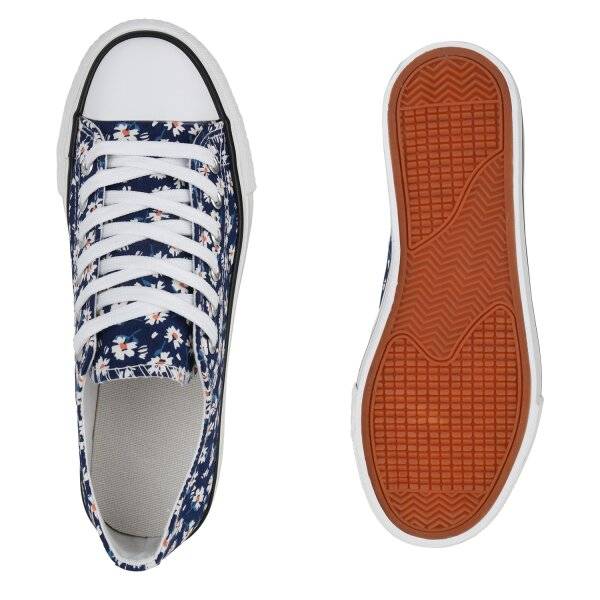 Stiefelparadies Damen Sneaker Low in Dunkelblau Lagerräumung