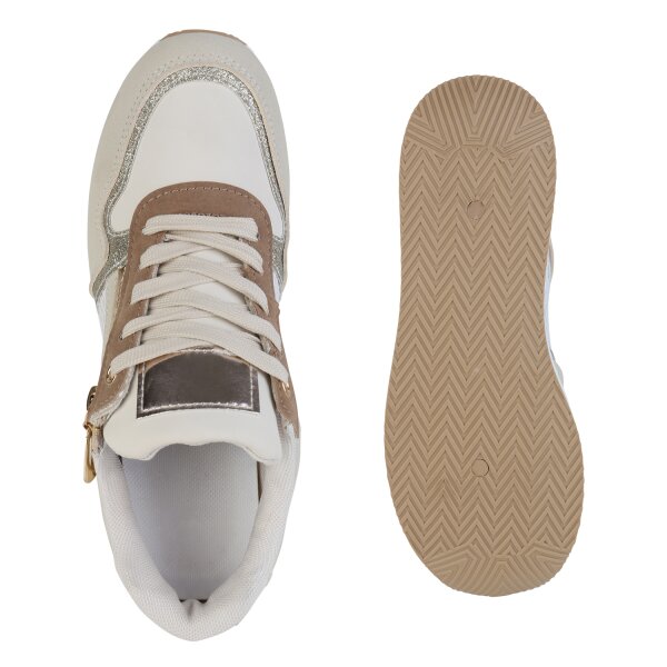 Stiefelparadies Damen Sneaker Wedges in Beige Top Angebot