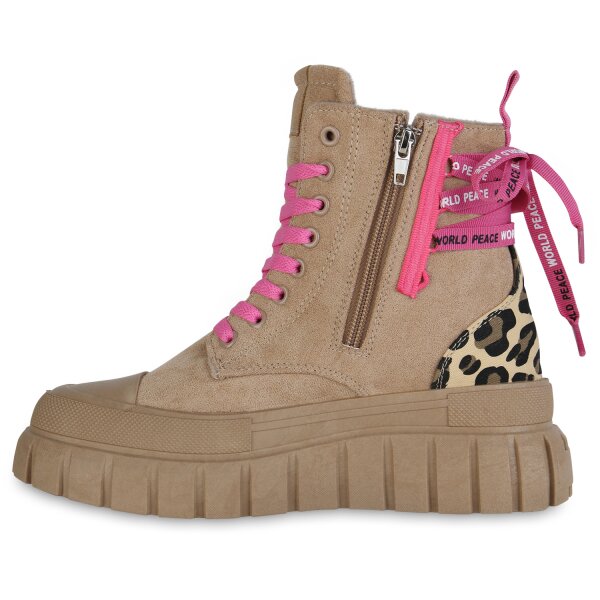 Stiefelparadies Damen Sneakerstiefel in Khaki Leo Exklusive Angebote