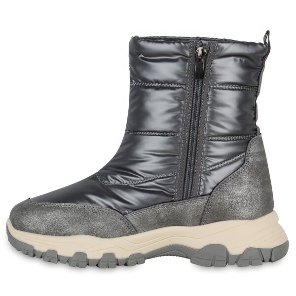 Stiefelparadies Damen Winterstiefel in Grau Metallic Räumungsverkauf