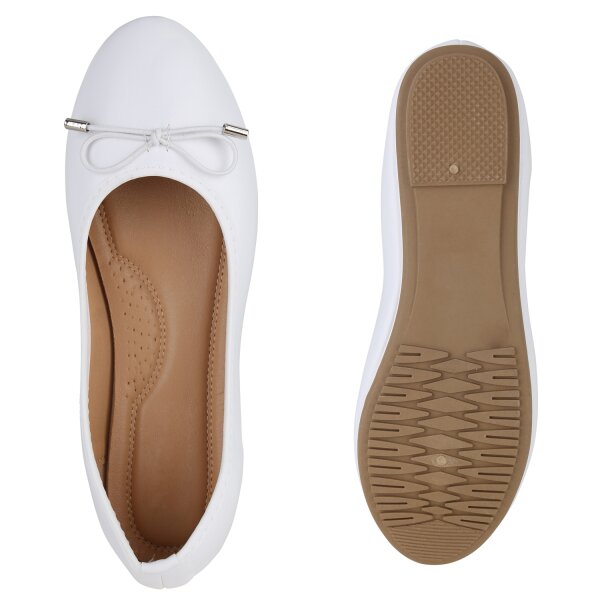 Stiefelparadies Damen Klassische Ballerinas in Weiss Tiefpreis