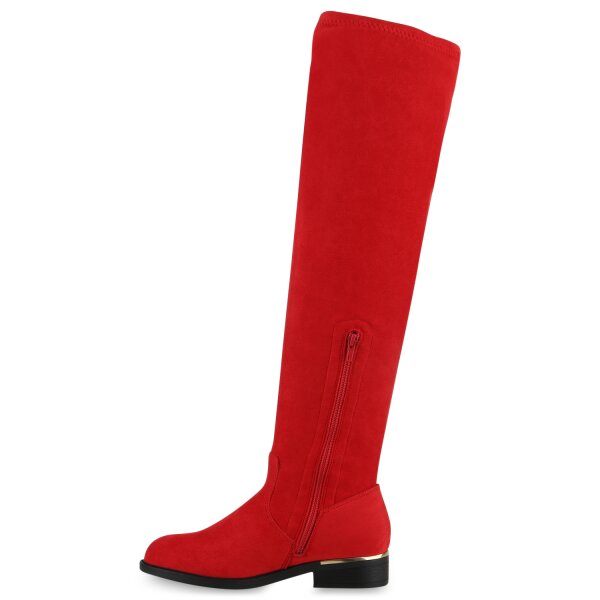 Stiefelparadies Damen Overknees in Rot Zeitbegrenzte Promotion