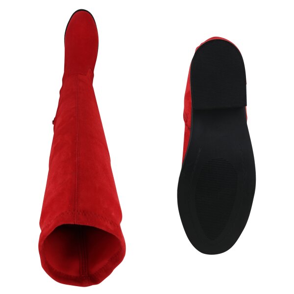 Stiefelparadies Damen Overknees in Rot Zeitbegrenzte Promotion