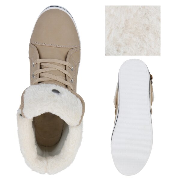 Stiefelparadies Damen Sneaker High in Beige Bis zu 50% Rabatt