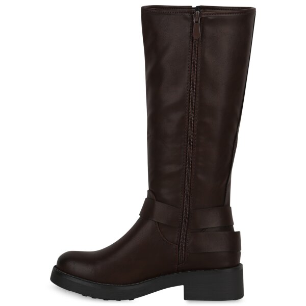 Stiefelparadies Damen Bikerstiefel in Braun Nur für heute