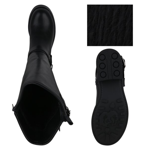 Stiefelparadies Damen Bikerstiefel in Schwarz Bis zu 55% Rabatt
