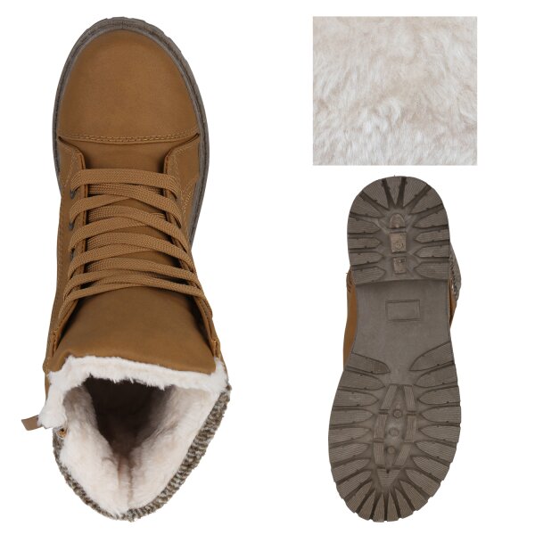 Stiefelparadies Damen Worker Boots in Hellbraun Kostenloser Versand international