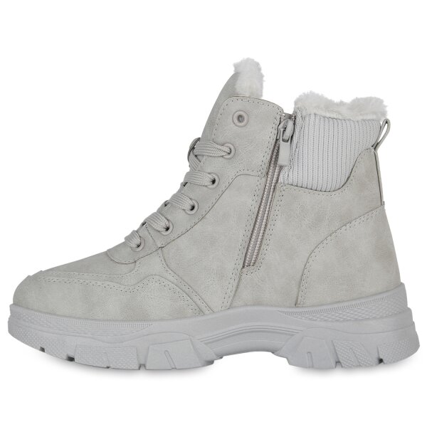 Stiefelparadies Damen Worker Boots in Hellgrau Fabrikladen