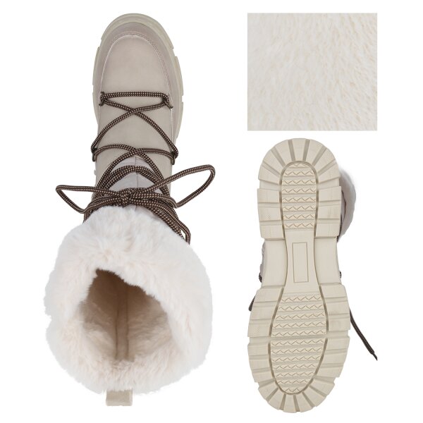 Stiefelparadies Damen Winterstiefel in Beige 50% Rabatt für begrenzte Zeit