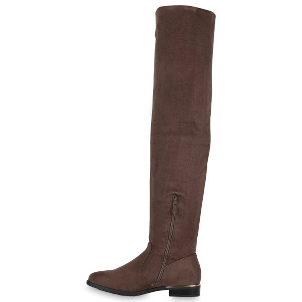 Stiefelparadies Damen Overknees in Khaki Hotsell