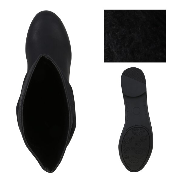 Stiefelparadies Damen Schlupfstiefeletten in Schwarz im Angebot