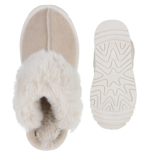 Stiefelparadies Damen Pantoffeln in Beige Schlussverkauf