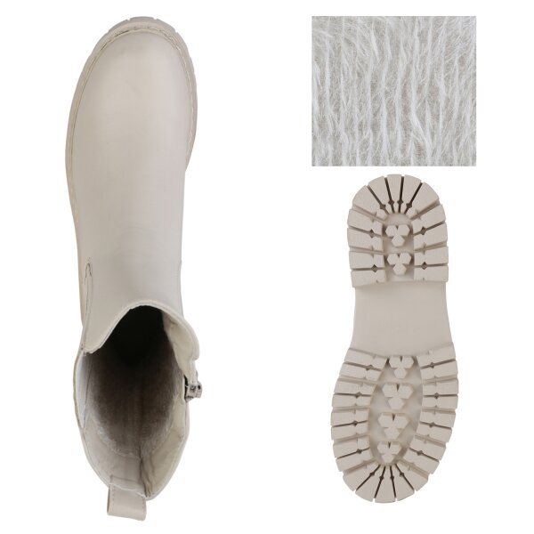 Stiefelparadies Damen Klassische Stiefel in Beige Limitierter Zeitrabatt