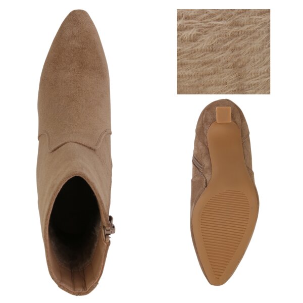 Stiefelparadies Damen Klassische Stiefeletten in Hellbraun Versandkostenfrei