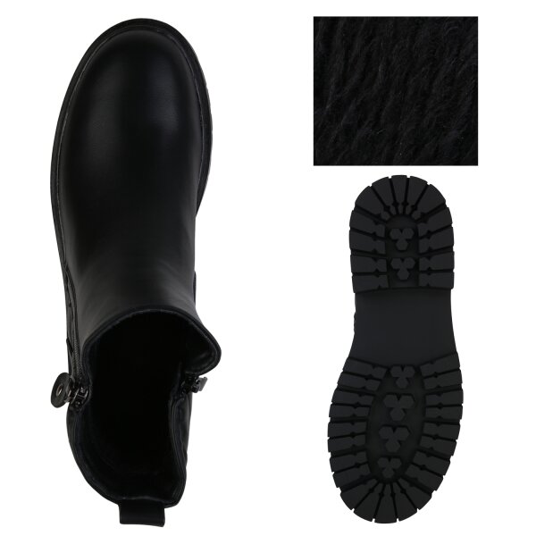 Stiefelparadies Damen Klassische Stiefeletten in Schwarz Großer Ausverkauf
