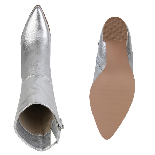 Stiefelparadies Damen Klassische Stiefeletten in Silber Exklusivangebot