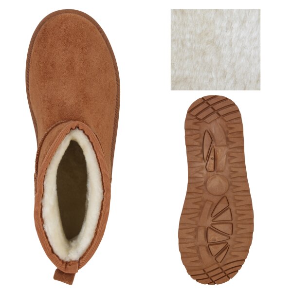 Stiefelparadies Damen Winter Boots in Hellbraun Muttertagsangebot