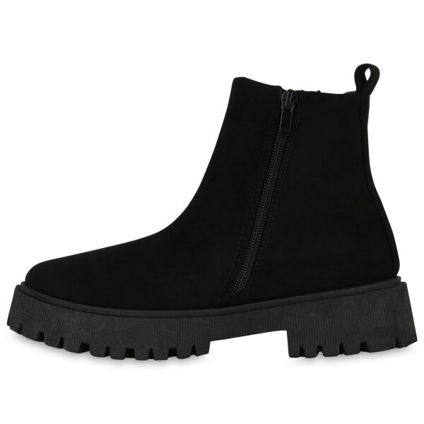 Stiefelparadies Damen Klassische Stiefeletten in Schwarz