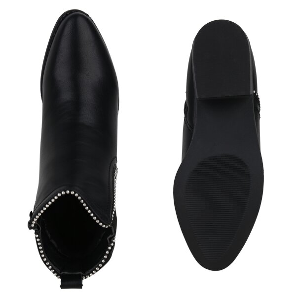 Stiefelparadies Damen Klassische Stiefeletten in Schwarz Große Rabatte